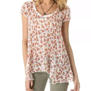 Free People Cottagecore Floral Lace Back Knit Top XS